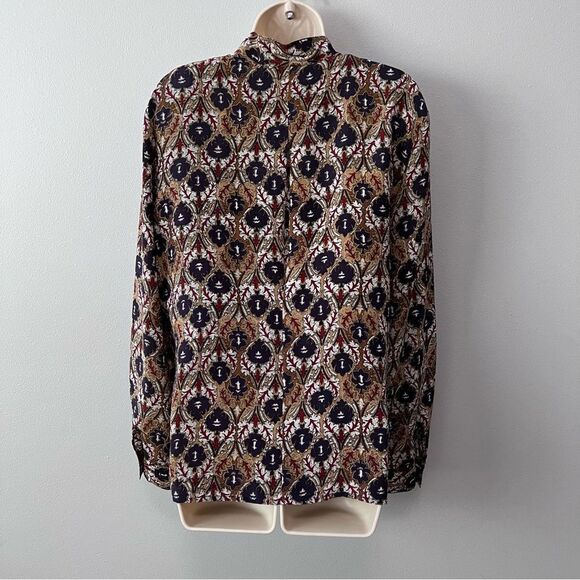 Tess Vintage Button Up Long Sleeve 100% Silk Blouse Size 8 - Picture 4 of 8